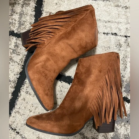Suede Fringe Justfab Suede Boots JustFab Shoes Camel Fringe